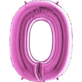 34″ Pink Foil Number 0 Helium Balloon