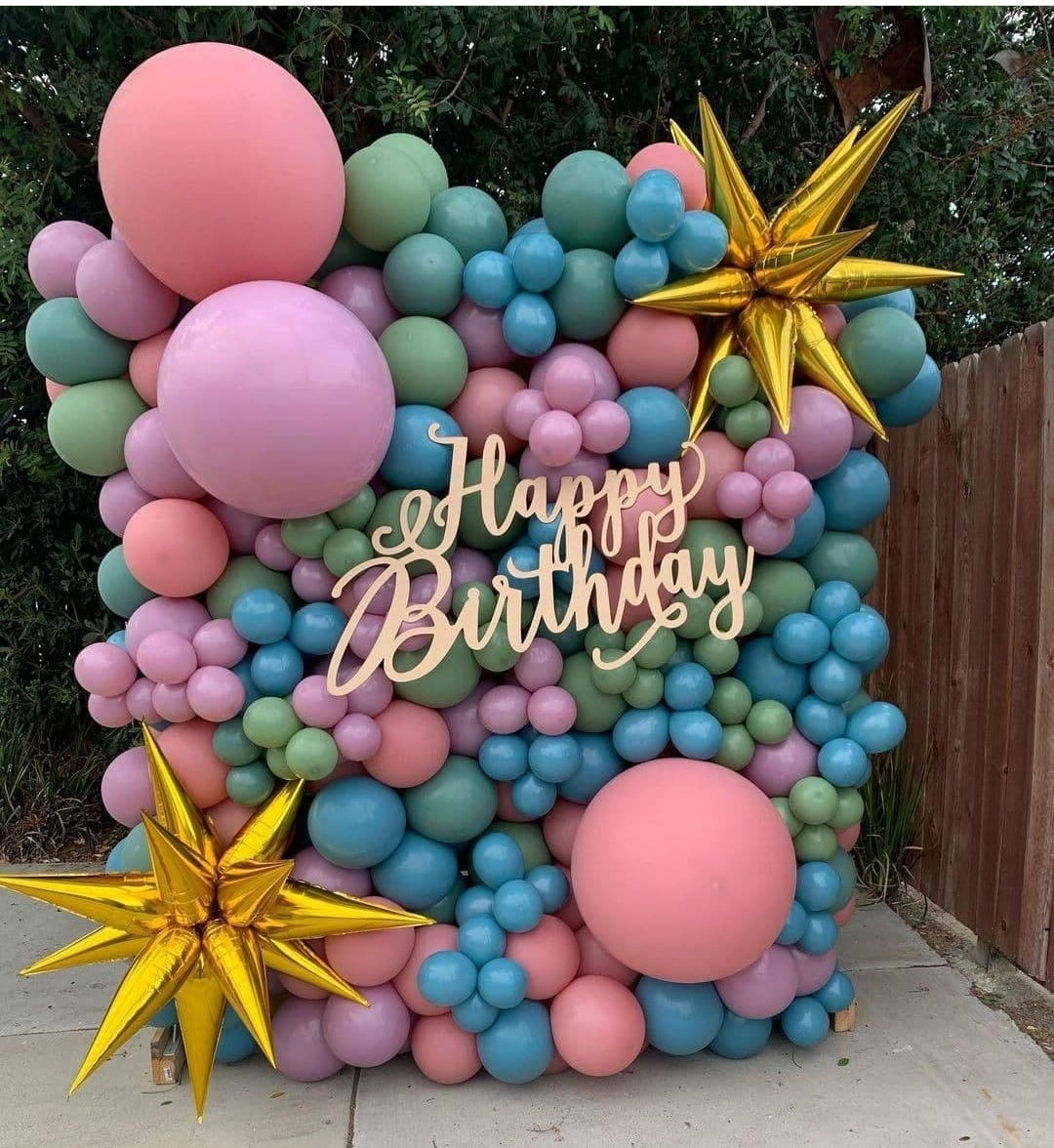 Multi Coloured Balloons Wall with Foil Star