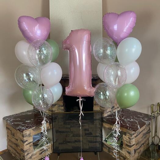 1 Number Foil with Balloons Bouquet