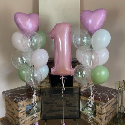 1 Number Foil with Balloons Bouquet
