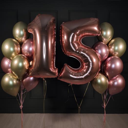 15 Number Foil with Chrome Latex Balloons Bouquet