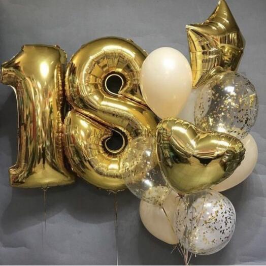 18 NUMBER FOIL WITH LATEX CONFETTI BALLOONS