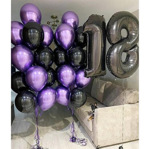 Foil Number Balloons with 2 bouquets