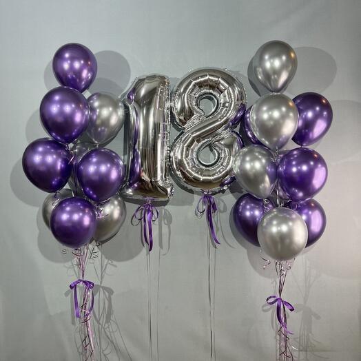 18 Number Foil With Chrome Balloons Bouquet