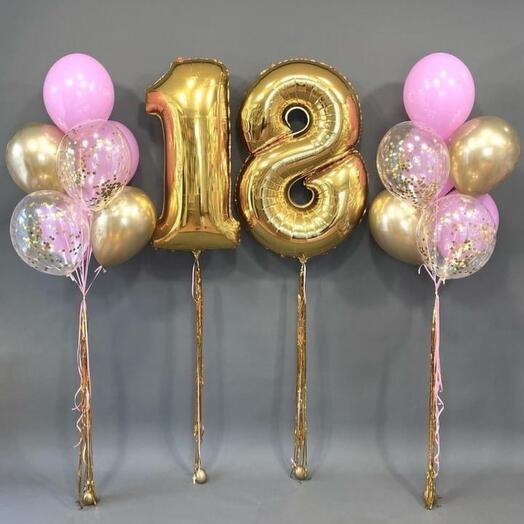 18 Number Foil with Latex Balloons Bouquets