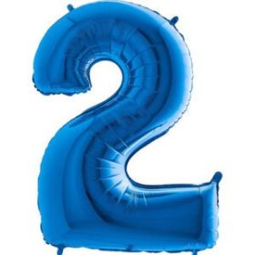 34″ Blue Foil Number 2 Helium Balloon