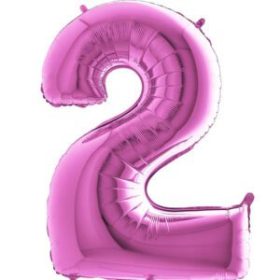 34″ Pink Foil Number 2 Helium Balloon