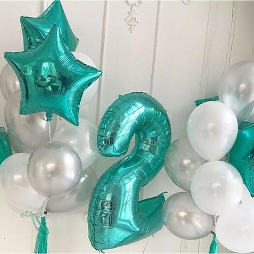 2 number Foil Balloon and Latex Balloons Bouquet