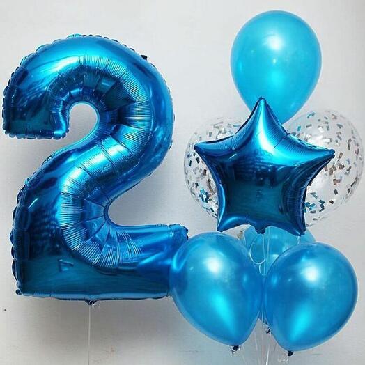 2 Number Foil Balloon with Latex Balloons Bouquet