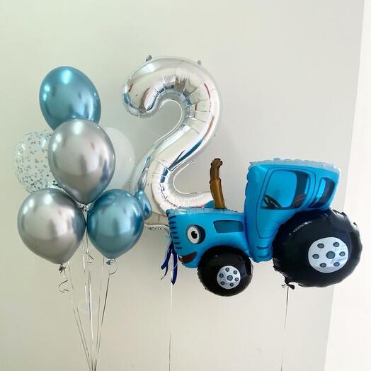 2 Number Foil with Tractor Foil and Latex Balloons