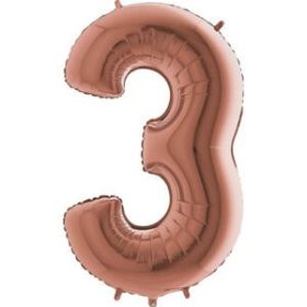 34″ Rose Gold Foil Number 3 Helium Balloon