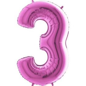 34″ Pink Foil Number 3 Helium Balloon