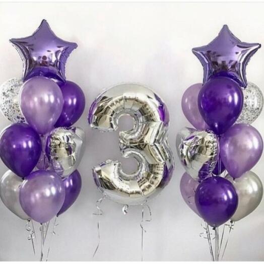 3 Number Foil Balloons with Latex Balloon Bouquet