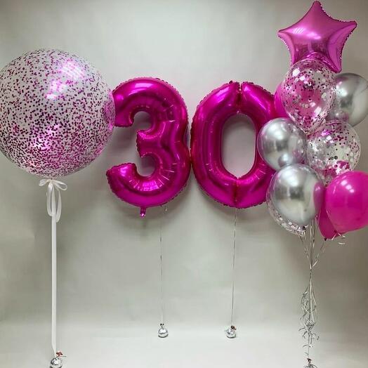 30 Number Foil Balloon with Latex Balloons Bouquet