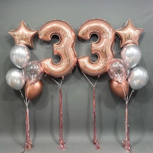 Foil Number Balloons with 2 Clusters