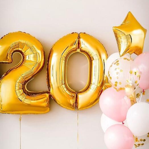 20 NUMBER BALLO0N WITH LATEX BALLOONS BOUQUET