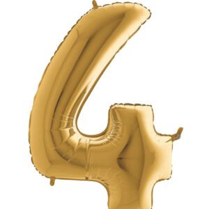 34″ Gold Foil Number 4 Helium Balloon