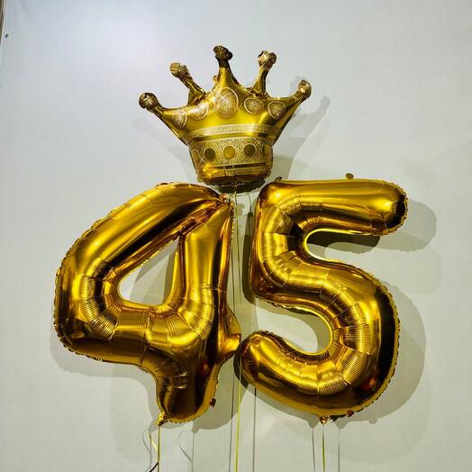 2 Foil Number with Foil Crown Balloon