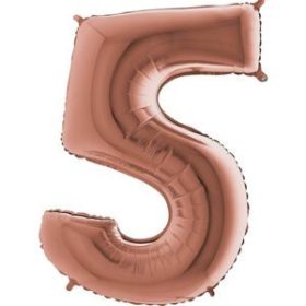 34″ Rose Gold Foil Number 5 Helium Balloon