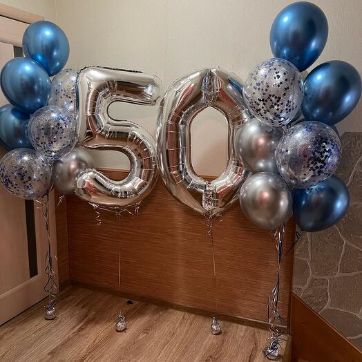 50 Number Foil Balloons with Latex Balloons Bouquets