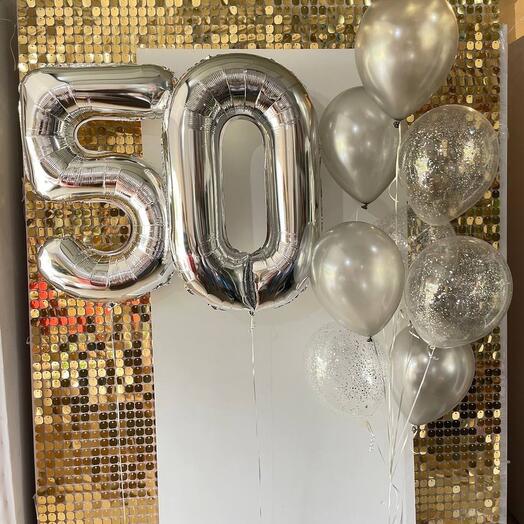 50 Silver Foil Balloons With Latex Balloons Bouquet