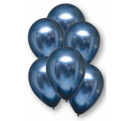 Chrome Blue Latex Balloons Pack without Helium (6PCS)