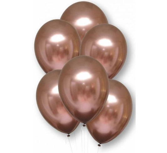 Chrome Rose Gold Latex Balloons Pack without Helium (6PCS)