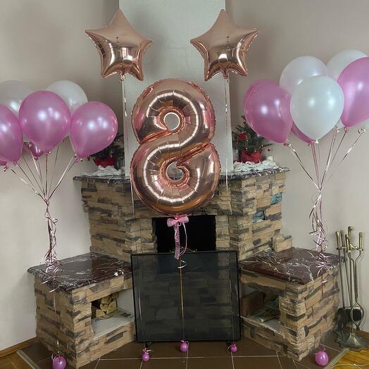 8 Number with Balloons Bouquet