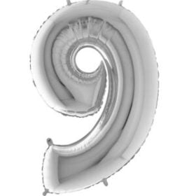 34″ Silver Foil Number 9 Helium Balloon