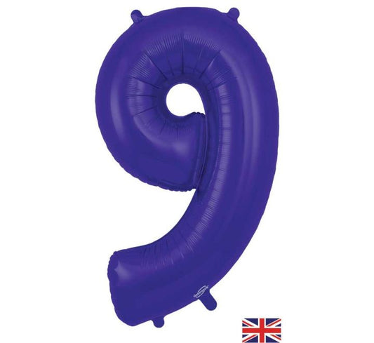 34″ Purple Foil Number 9 Helium Balloon