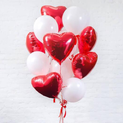 Balloons Bouquet With Heart Shaped Foil Balloons