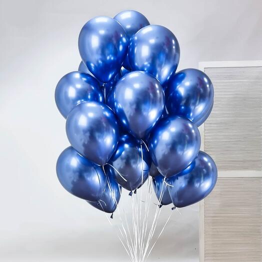 Blue Chrome Latex Balloons Bouquet
