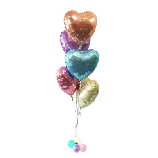 Colorful heart-shaped balloons bouquet