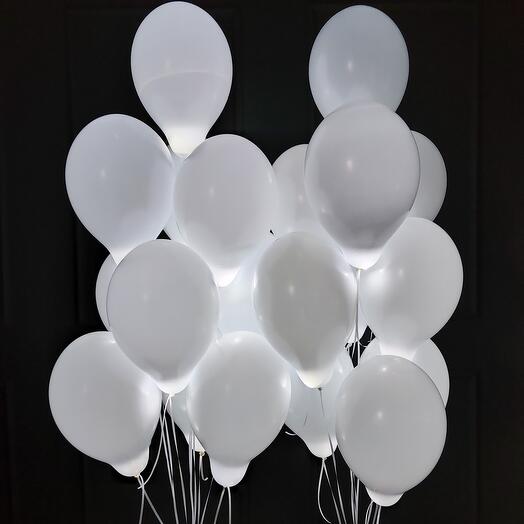 White balloons with LED lights
