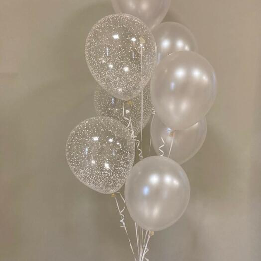 BOUQUET OF CLEAR LATEX BALLOONS WITH CONFETTI