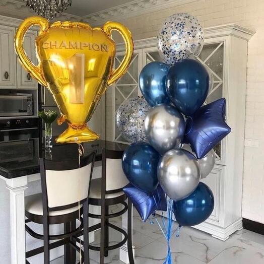 Trophy Foil Balloon with Latex Balloons Bouquet