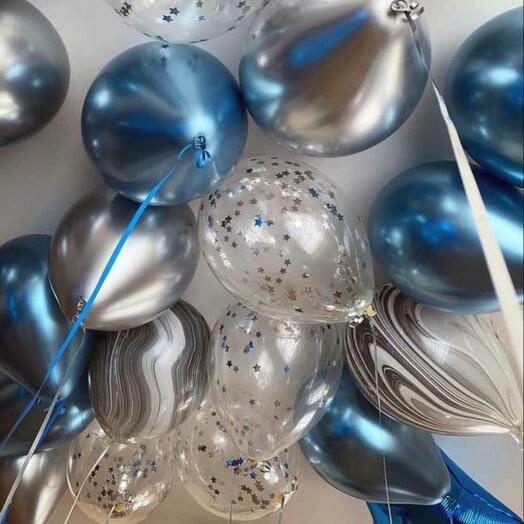 Blue and Silver Ceiling Balloons