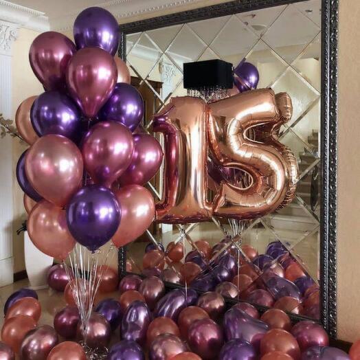 15 Number Foil Balloons with Chrome Latex Balloons Bouquet