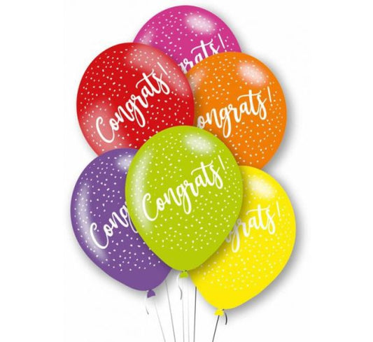 Congrats Latex Balloons 12'' without Helium (Pack of 6)