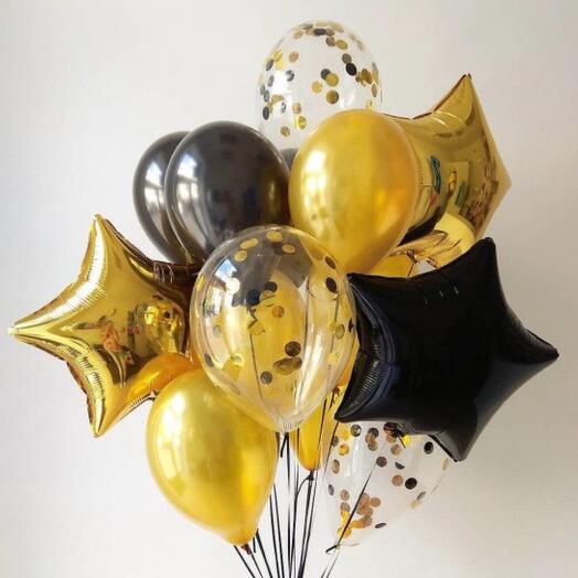 Star Foil Balloons and Latex Balloons Bouquet