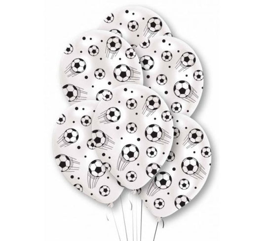 Football Print Latex Balloons 12'' without Helium (Pack of 6)