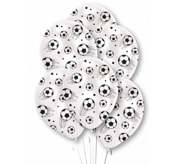 Latex balloons with soccer ball pattern