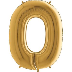 34" Gold Foil Number 0 Helium Balloon