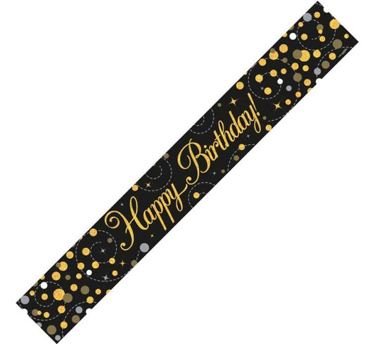 Happy Birthday Black and Gold Banner