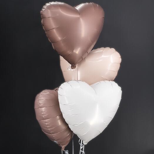Colorful Heart-shaped balloons in Bouquet