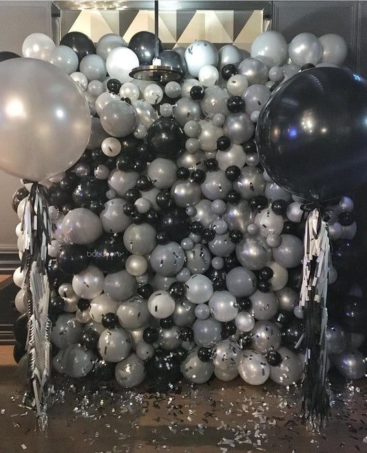 Silver and Black Luxury Balloons Wall