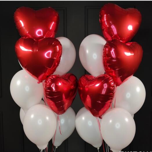 2 * Latex Balloons with Foil Heart Shape balloons bouquet.