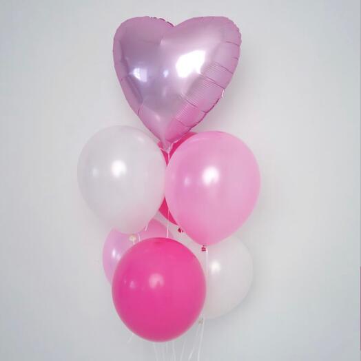 Balloons bouquet with Foil heart shape