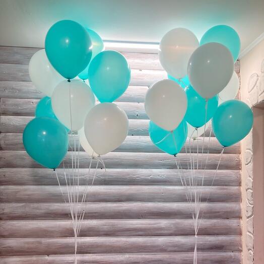 2 * Latex White & Blue Balloons Bouquets