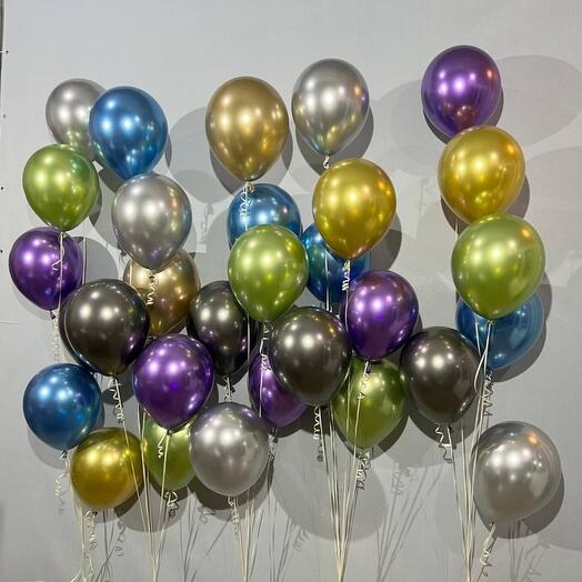 5 * MULTI COLOUR CHROME LATEX BALLOONS BOUQUET